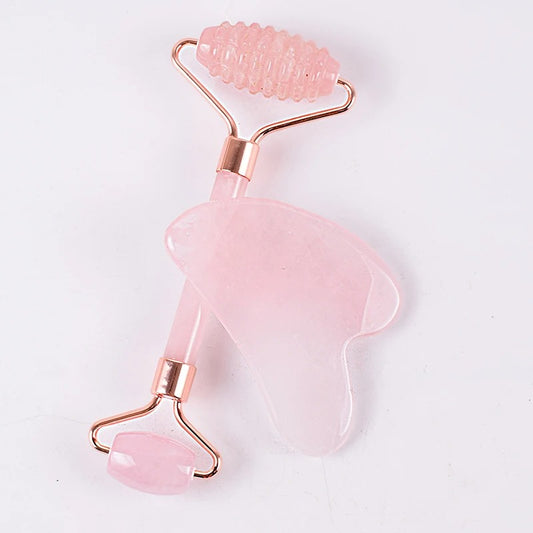 Rose Quartz Roller with Gua Sha Massager